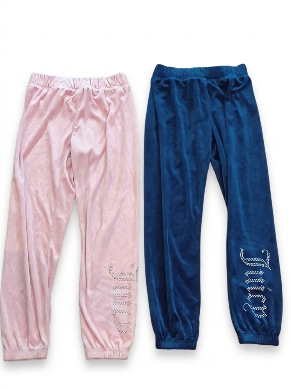 LOT OF 2 Juicy Couture Girls Velour Joggers Girls Size XL 16 Royal Blue & Pink